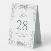 Plaque De Table Mariage floral vert de la Renaissance (Recto)