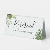 Plaque De Table Mariage floral vert Réservé (Verso)