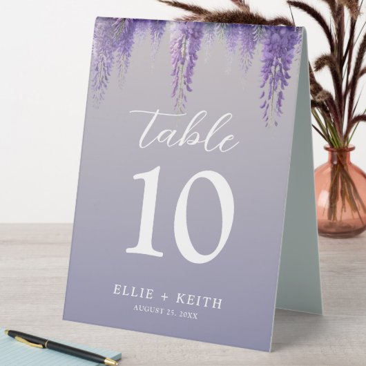 Plaque De Table Mariage Floral Violet Dégradé Fantaisiste (En SItu (Tableau))