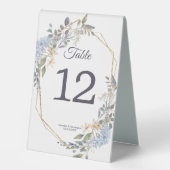 Plaque De Table Mariage Gold Frame Dusty Blue Florals (Recto)