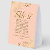 Plaque De Table Mariage Gold & Peach Numéro de table Tableau de si (Recto)
