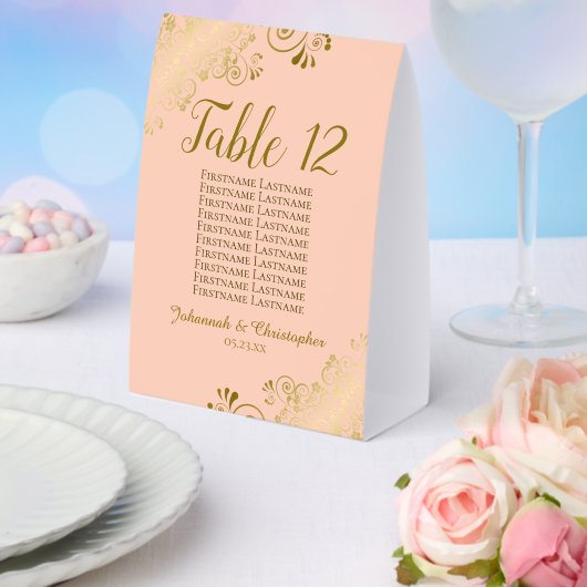Plaque De Table Mariage Gold & Peach Numéro de table Tableau de si (Insitu (mariage))