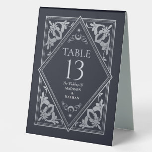 Plaque De Table Mariage gothique Art nouveau céleste argenté Tarot