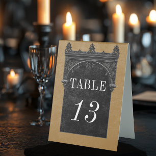 Plaque De Table Mariage gothique noir corbeau et or noir d'arche