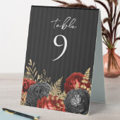 Plaque De Table Mariage gothique rouge et noir floral Numéro de ta (En SItu (Tableau))