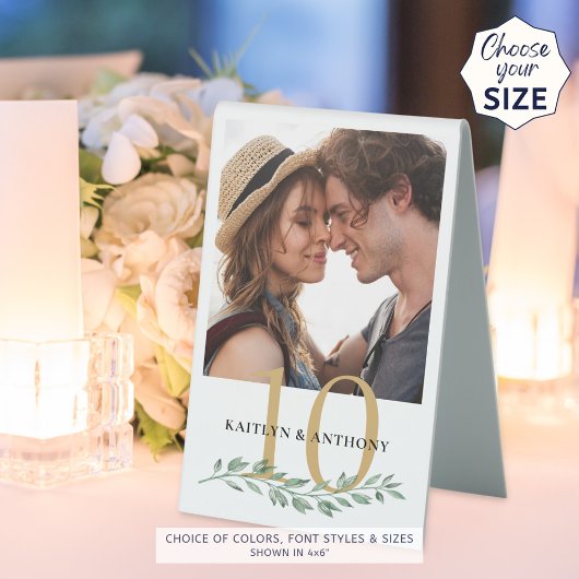 Plaque De Table Mariage Greenery Gold 1 ou 2 Nom de la photo