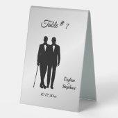 Plaque De Table Mariage gris argenté avec des noms et des dates (Verso)