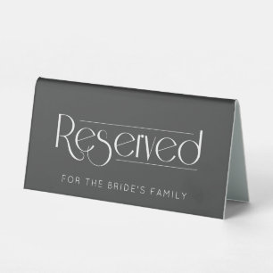 Plaque De Table Mariage gris foncé Réservé Table Tente Signal