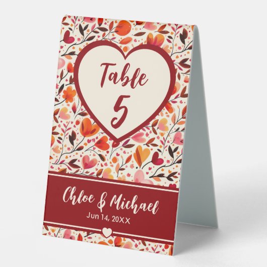 Plaque De Table Mariage Heart Blooms (Recto)