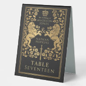 Plaque De Table Mariage Lion royal médiéval noir (Recto)