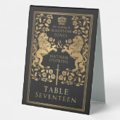 Plaque De Table Mariage Lion royal médiéval noir (Verso)