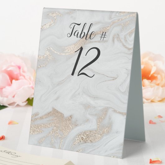 Plaque De Table Mariage marbré d'or et blanc (In SItu (Mariage))