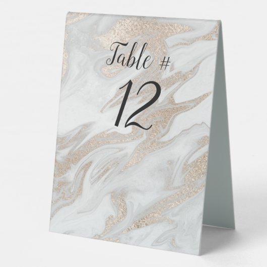 Plaque De Table Mariage marbré d'or et blanc (Verso)