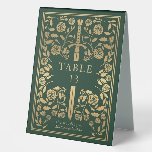 Plaque De Table Mariage médiéval royal vert (Recto)