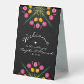 Plaque De Table Mariage mexicain Bienvenue papillon floral (Recto)