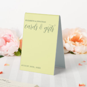 Plaque De Table Mariage minimaliste Beurre Jaune et Sage