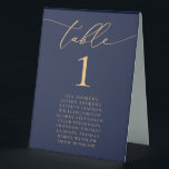 Plaque De Table Mariage minimaliste bleu et or Marine Numéro de ta<br><div class="desc">Belle,  élégante,  moderne et minimaliste,  carte numéro de table. Entièrement personnalisable. **VEUILLEZ NOTER : Pour commander,  il vous suffit d'ajuster votre numéro de table et d'ajouter chaque numéro à votre panier séparément. Vérifiez ensuite une fois que vous avez terminé.</div>