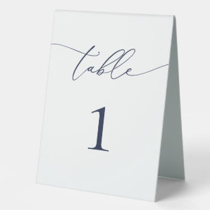 Plaque De Table Mariage minimaliste bleu marine Numéro de tableau