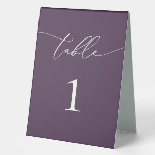 Plaque De Table Mariage minimaliste de prune violette Numéro de ta