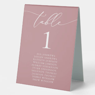 Plaque De Table Mariage minimaliste Dusty Rose Numéro de table