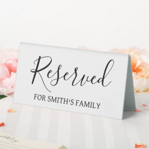 Plaque De Table Mariage Minimaliste Réservé Pour Famille