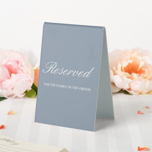 Plaque De Table Mariage moderne Dusty bleu & blanc Script Réservé (In SItu (Mariage))