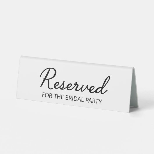 Plaque De Table Mariage moderne Réservé Mariée Party Noir Blanc (Verso)