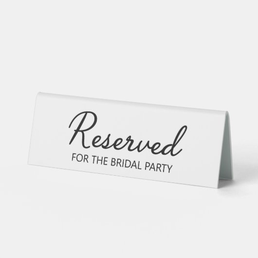 Plaque De Table Mariage moderne Réservé Mariée Party Noir Blanc (Recto)
