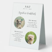 Plaque De Table Mariage moderne Signature Cocktail Menu Deux Photo (Recto)