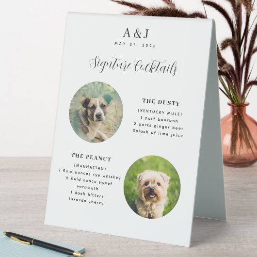 Plaque De Table Mariage moderne Signature Cocktail Menu Deux Photo (En SItu (Tableau))