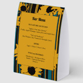Plaque De Table Mariage Moderne Tournesol Bleu Canard Or (Recto)
