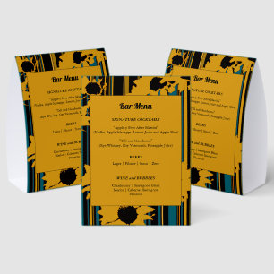Plaque De Table Mariage Moderne Tournesol Bleu Canard Or