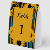Plaque De Table Mariage Moderne Tournesol Bleu Sarcelle Or (Recto)