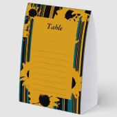 Plaque De Table Mariage Moderne Tournesol Bleu Sarcelle Or (Recto)