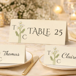 Plaque De Table Mariage Monogramme Lily Art Nouveau Crème