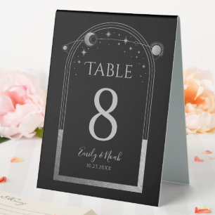 Plaque De Table Mariage mystique Black Silver Sun Moon Stars
