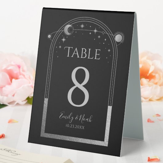 Plaque De Table Mariage mystique Black Silver Sun Moon Stars (In SItu (Mariage))
