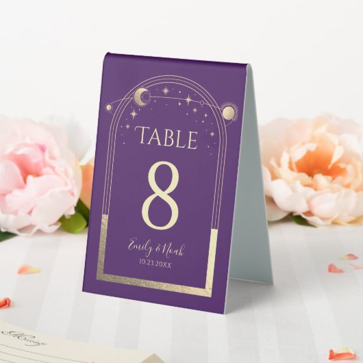 Plaque De Table Mariage mystique violet or Sun Moon étoiles (In SItu (Mariage))