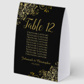 Plaque De Table Mariage noir et or Tableau des numéros de siège (Recto)