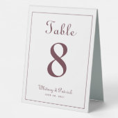 Plaque De Table Mariage Numéro de table Elégant Burgundy Classic T (Verso)