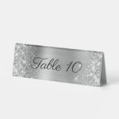 Plaque De Table Mariage Pailleté Argenté Feuille (Verso)