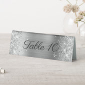 Plaque De Table Mariage Pailleté Argenté Feuille (En SItu (Tableau))