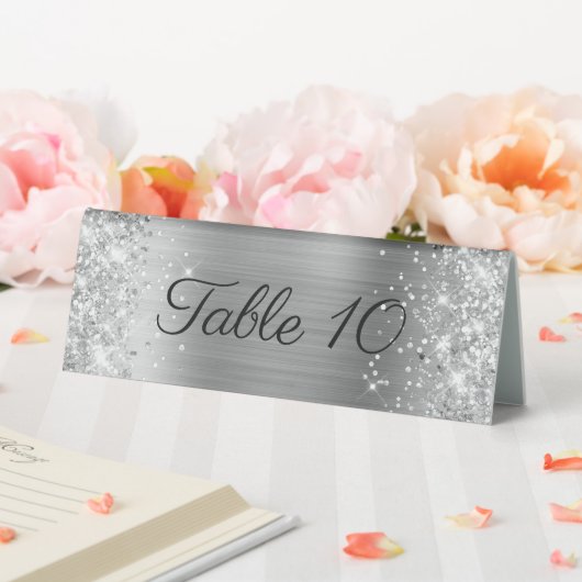 Plaque De Table Mariage Pailleté Argenté Feuille (In SItu (Mariage))