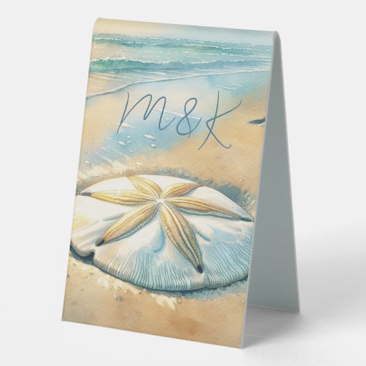 Plaque De Table Mariage Pastel Ocean Coastal Sand dollar (Verso)