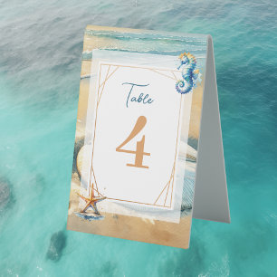 Plaque De Table Mariage Pastel Ocean Coastal Sand dollar