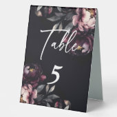 Plaque De Table Mariage personnalisable vaisselle noir moody peoni (Recto)