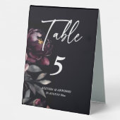 Plaque De Table Mariage personnalisable vaisselle noir moody peoni (Verso)
