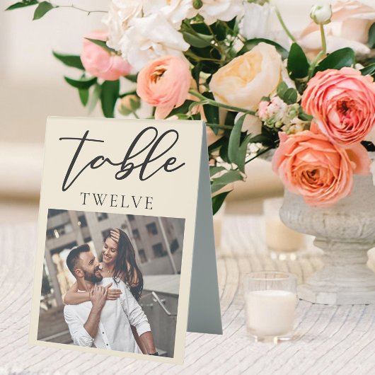 Plaque De Table Mariage photo Chic Ivory Couple Numéro de tableau