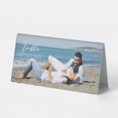 Plaque De Table Mariage photo couple moderne Numéro de table (Verso)