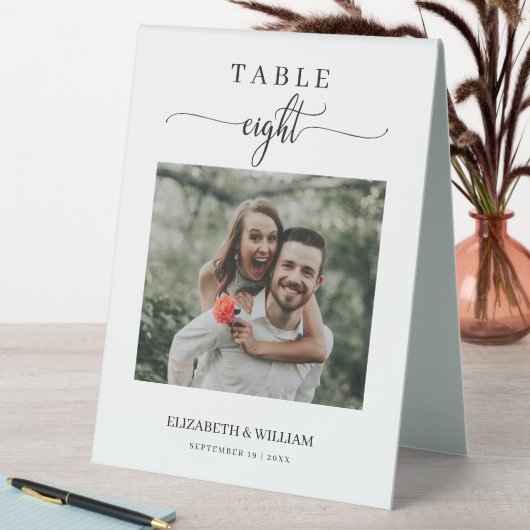 Plaque De Table Mariage photo Elegance Script Numéro de table Huit (En SItu (Tableau))